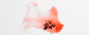 little flower heads and red watercolor paint